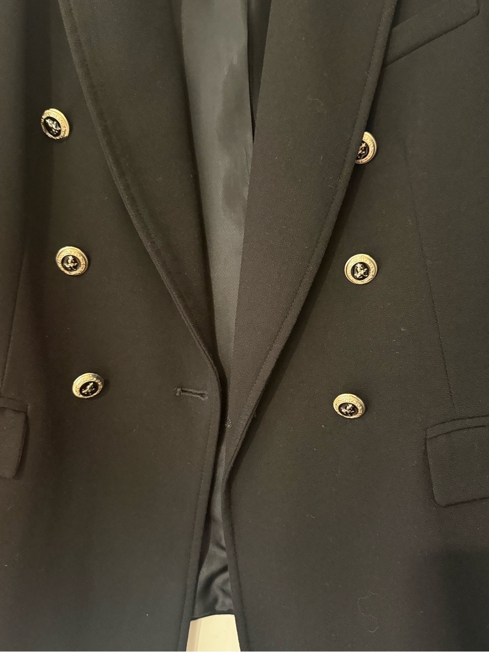 Zara Black Double-Breasted Blazer with Gold Buttons - Picture 3 of 9